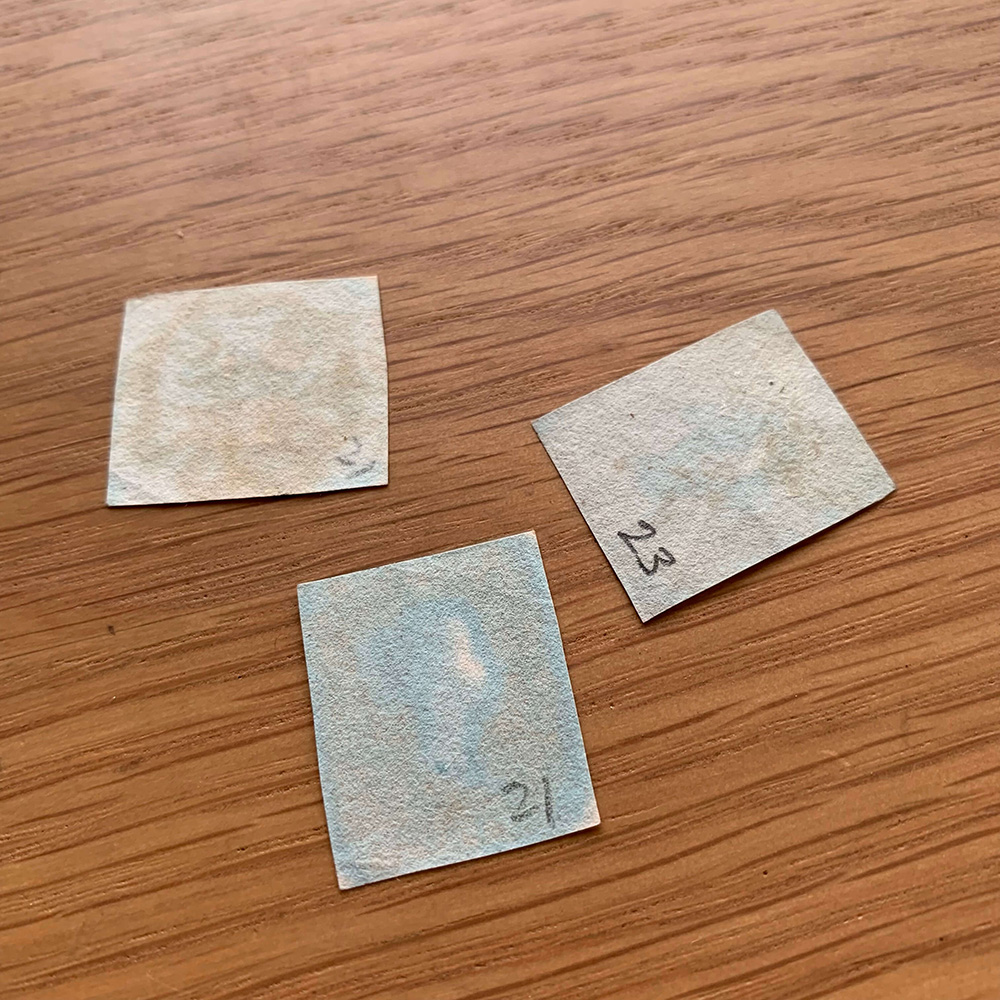 プレート番号が裏書きされた切手